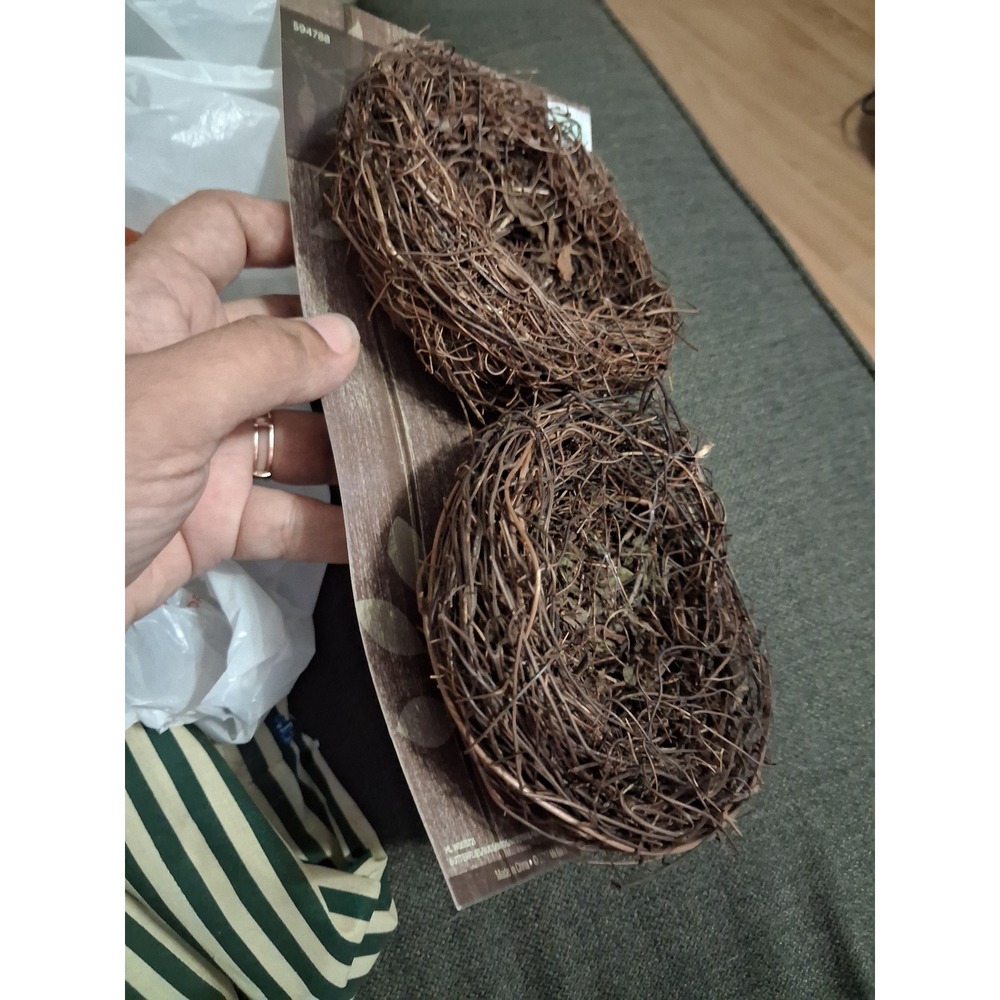 Set of 2 Natural Grapevine Bird Nests Decorative Rustic Floral Craft Supplies